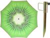 Kiwi Fruit Vert Parasol met metalen grondharing - polyester - Dia 180 cm - verstelbaar - Tuin - Strand - Camping - UV straling bestendig