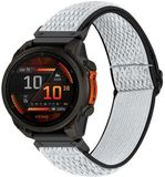 By Qubix Qubix - Geschikt voor Garmin bandje - 26mm Quickfit - Elastische Solo Loop nylon bandje - Wit met zwart - Geschikt voor Garmin Tactix 8 - 51mm