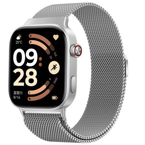 imoshion Ploonk Milanees magnetisch bandje - Geschikt voor Xiaomi Smart Band 10 Pro / 9 Pro / 8 Pro / Redmi Watch 6 / 5 / 4 - Zilver
