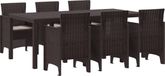 vidaXL Tuin Eettafel Set 7-delig Bruin Polypropyleen
