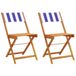VidaXL Chaise de jardin Acacia, Polyester Bleu, Blanc (2 pièces)