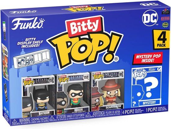 Funko Bitty Pop: DC Comics 4-Pack Serie 1 - Batman 152 - Robin 153 - Scarcrow 195 + Mystery
