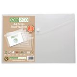 eco-eco A4 50% gerecyclede transparante drukknopmappen 310 x 238 mm 200 micron (5 stuks)