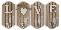 ootb Houten sleutelbord, Love, met 4 haken, ca. 15 x 30