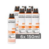 L'Oréal Men Expert 72H Hydra Energy Extreme Sport Deospray voor mannen, bodyspray tegen zweetgeur, zweten en okselzweet, anti-transpirant met verkoelend effect zonder alcohol, 6 x 150 ml