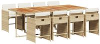 vidaXL 9-delige Tuinset met kussens poly rattan beige