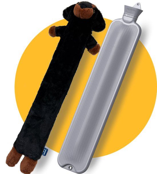 Pasper Extra Lange Kruik 75 cm met Hoes - 3.5 Liter Warmwaterkruik - Hond Teckel