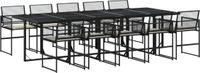 vidaXL 11-delige tuinset met kussens poly rattan zwart