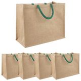vidaXL - Jute - Handtassen - 5 - Natuurlijk - en - Groen - 26 - x - 22 - x - 14 - cm
