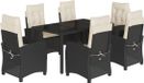 vidaXL Ensemble de jardin 7 pièces avec coussins, noir, en polyrotin