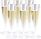 Merkloos Goldplast champagneglas - 2x - 6stuks - met losse voet - 100ml - transparant - herbruikbaar - kunststof