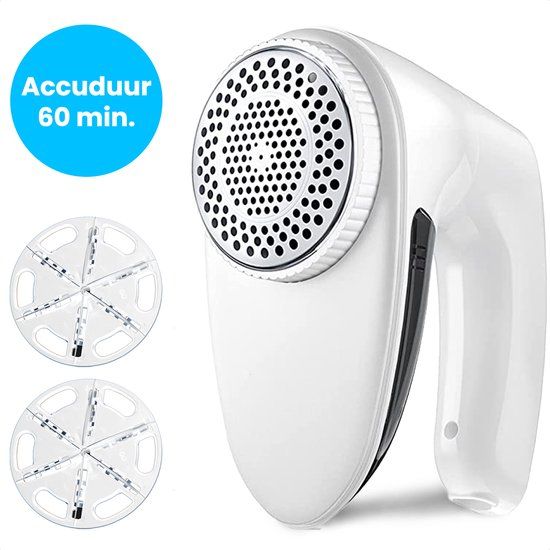 Auronic Elektrische Pluizenverwijderaar - Draadloze Ontpiller - Accuduur 60 minuten - Pluizentondeuse - 2 Extra Opzetstukken - Wit