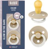 BIBS Colour Glow Fopspeen - 18-48 mnd - 2-pack - Rond - Vanilla Glow