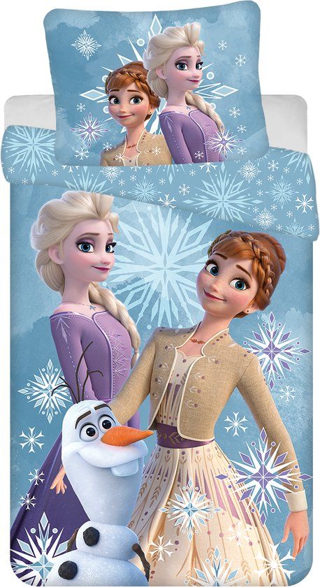 4KidsOnly Frozen Dekbedovertrek Anna en Elsa - Eenpersoons - 140 x 200 cm - Katoen