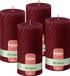 Bolsius - Rustieke Kaars - Gedraaid Patroon - 4 stuks - Rood - 60 branduren - 13 cm