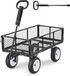 Vevor Aanhangwagen, Laadvermogen 408,2 Kg, Tuinkar met PU-Banden, Transportkar met Verstelbare Handgreep, Afneembare Zijpanelen, Handkar voor Bevestiging Aan ATV of Tractor, Zwart
