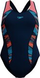 Speedo Placement Laneback Dames Sportbadpak - Marine/Oranje