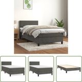 vidaXL Boxspring met matras fluweel donkergrijs 100x200 cm