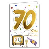 Age Mv 69-2040 verjaardagskaart 70 jaar man vrouw motief fluit fles champagne tv tv