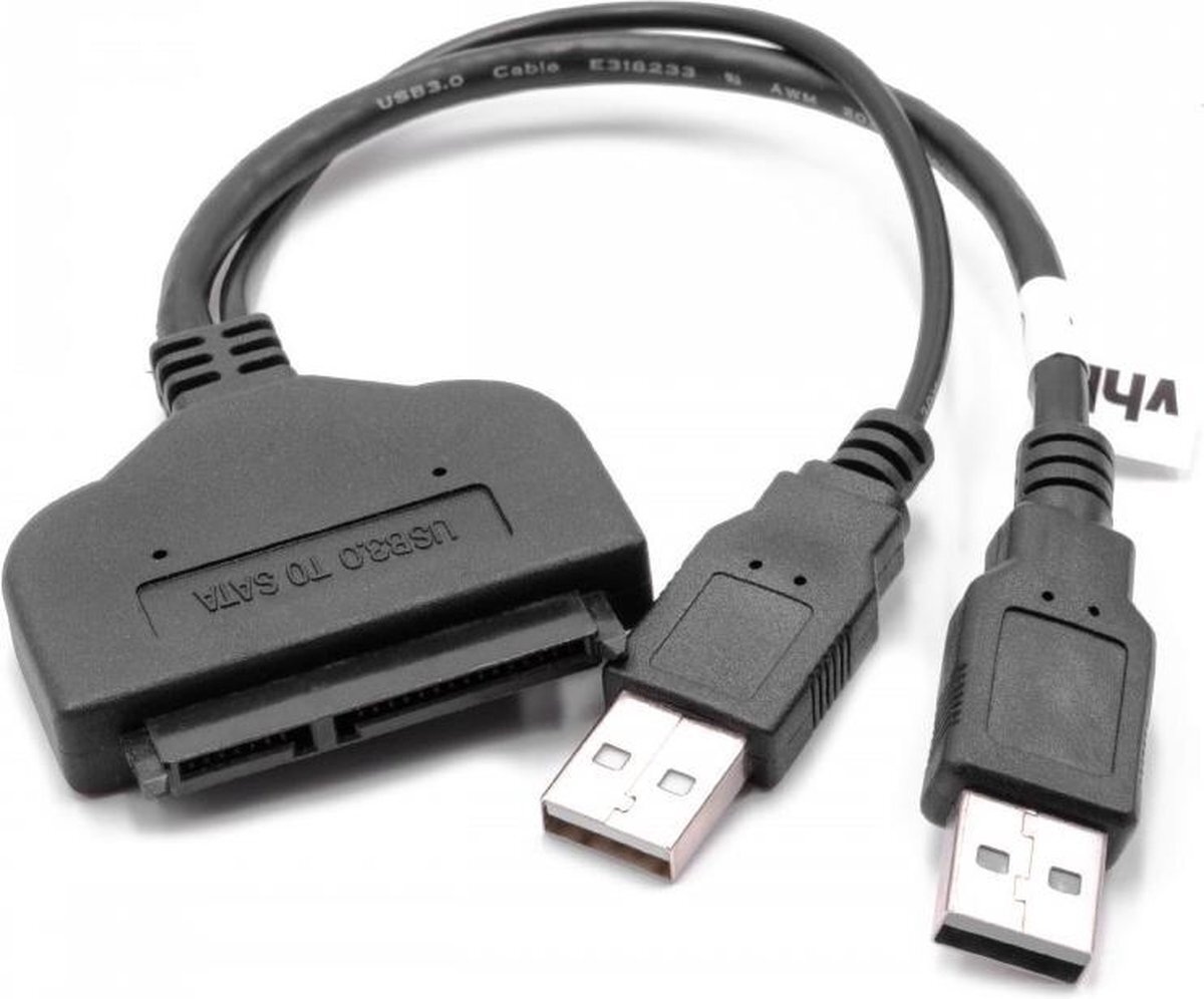 VHBW 2x USB-A naar SATA adapter voor 2,5'' HDD's/SSD's - USB3.0