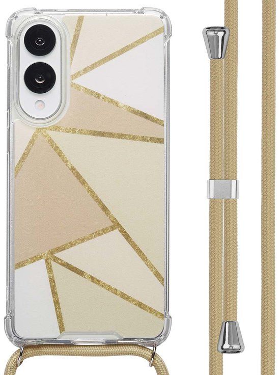 imoshion Hoesje - Geschikt voor Samsung Galaxy S25 Edge - Design Hoesje met Koord - Beige Graphic