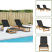 The Living Store Lot de 2 chaises longues noir bois d'acacia massif et tissu