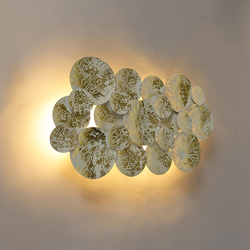 QAZQA Oosterse wandlamp goud met wit 2-lichts - Hikina