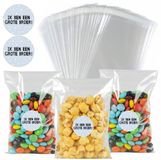 Fako Bijoux 50x Uitdeelzakjes + 60 Stickers Ik Ben Een Grote Broer! - Transparant - 10x15cm