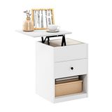 Furinno Lift Top Nachtkastje, gebouwd hout, massief wit, (D) x 45,01 (B) x 59,51 (H) cm