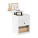 Furinno Lift Top Nachtkastje, gebouwd hout, massief wit, (D) x 45,01 (B) x 59,51 (H) cm
