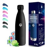 Grsta Drinkfles 0,75 Liter, Roestvrijstalen Waterfles, Bpa-Vrij, Sportfles, Draagbaar, Geschikt Voor Koolzuurhoudende Dranken, Dubbelwandige GeïSoleerde Fles, Voor Wandelen, Yoga, Kamperen