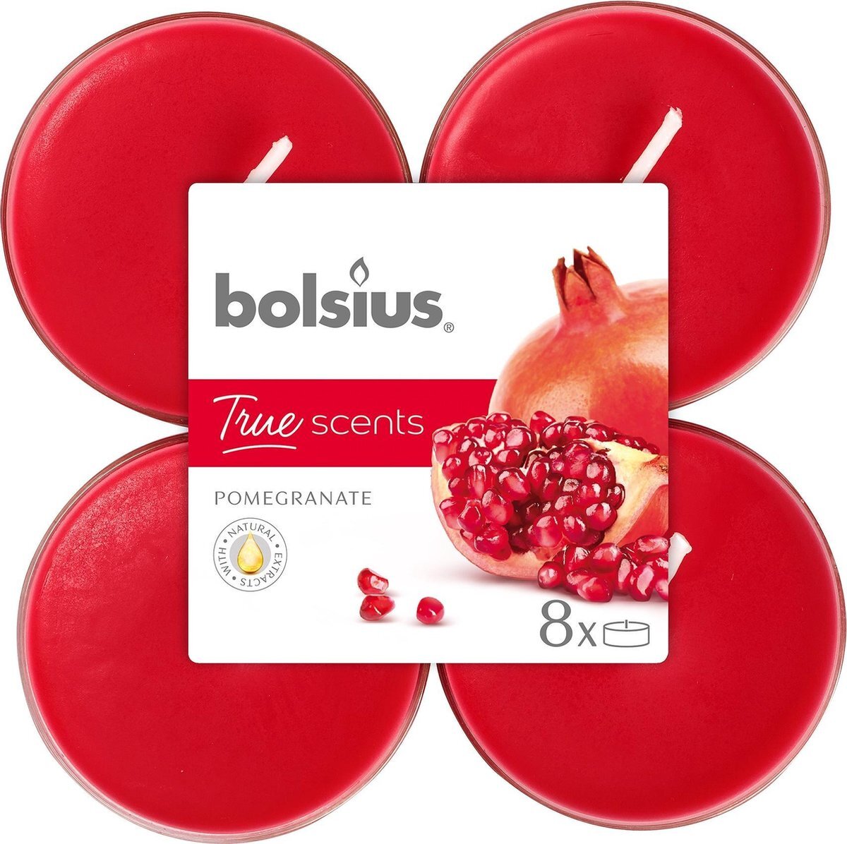 Bolsius Geurtheelicht True Scents Pomegranate 11,7 Cm 8 Stuks