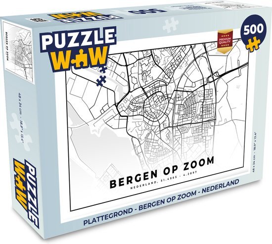 MuchoWow Puzzel Plattegrond - Bergen op Zoom - Nederland - Legpuzzel - Puzzel 500 stukjes - Stadskaart