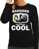 Bellatio Decorations Shoppartners Bv Dieren dassen sweater zwart dames - badgers are serious cool trui - cadeau sweater das/ dassen liefhebber L