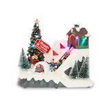 Avilia – Village de Noël Glimmerpine animé avec piste de ski en mouvement, lumières LED chaudes et musique de Noël, décoration peinte à la main pour la maison ou cadeau festif unique