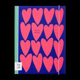 Pepa Lani carnet A5 Fleur Rose sur cœurs fantaisie bleus