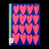 Pepa Lani notebook A5 Flower Pink on blue fancy hearts