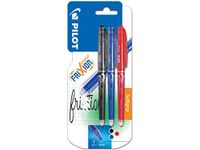 Pilot Frixion Balpen met bal voor fijne lijntjes drievoudig zwart/blauw/rood