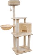 Beyoliving Kattenkrabpaal-Krabpaal -Katten Krabpaal-Kattenhuis-Kattenhuis met sisal beklede -krabpalen -Pluche woontoren -accommodatie Hangmat Krabpaal -activiteitencentrum- Zitstokken -Platform -Bungelende -ballen voor kittens -127cm hoog-Beige beige