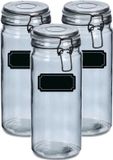Zeller Weckpotten/inmaakpotten - 6x - 1L - glas - met beugelsluiting - incl. etiketten