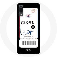 Maniacase Etui voor Samsung Galaxy A02 Vliegticket Seoul Zuid-Korea