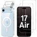 Phonillico® Hoes voor iPhone 17 AIR met 2 Gehard Glas en 2 Camera Beschermers - Geïntegreerde Magnetische Ring
