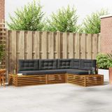 vidaXL 5-delige Buitenbankset Massief Acaciahout en Polyester