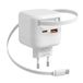 Carehabi USB-C-oplader, 35 W, 3-in-1, snellader, met intrekbare USB-C-kabel