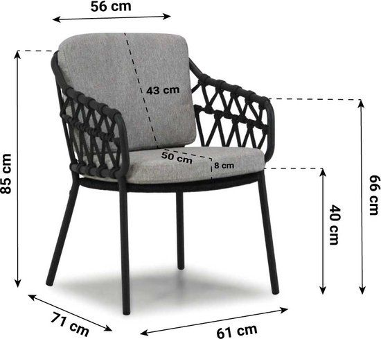 4 Seasons Calpi/Montana 130 cm dining tuinset 5-delig - Grijs-antraciet - Wicker - 4 zitplekken