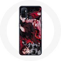 Maniacase Hoesje voor Oppo A53 Demon Slayer Tanjiro Nezuko Attaque Combat