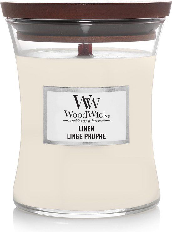 WoodWick Hourglass Medium Geurkaars - Linen - 60 uur