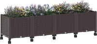vidaXL Plantenbak met wielen Bruin 160 x 40 x 44 cm PP