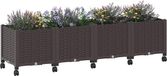 vidaXL Plantenbak met wielen Bruin 160 x 40 x 44 cm PP