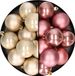 Merkloos / Sans marque Kaemingk B.V. 24x stuks kunststof kerstballen mix van champagne en velvet roze 6 cm